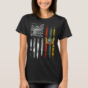 Camiseta Bandeira EUA Equador Pessoas Equadorianas American