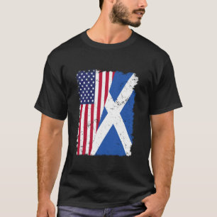 Camiseta Bandeira EUA Escócia americana escocesa metade