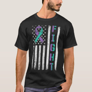 Camiseta Bandeira EUA Roxo Azul Claro Conscientização Preve