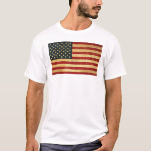 Camiseta Bandeira EUA Vintage Grunge Masculino Branco