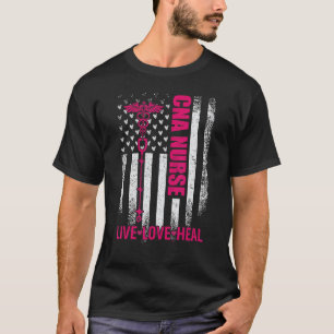 Camiseta Bandeira EUA Vintage Viva Amor Cure, Enfermeira CN