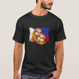 Camiseta Bandeira Filipina Sloth Pijama Sleepover Dormindo