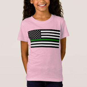 Camiseta Bandeira fina da linha verde: Veteranos militares 