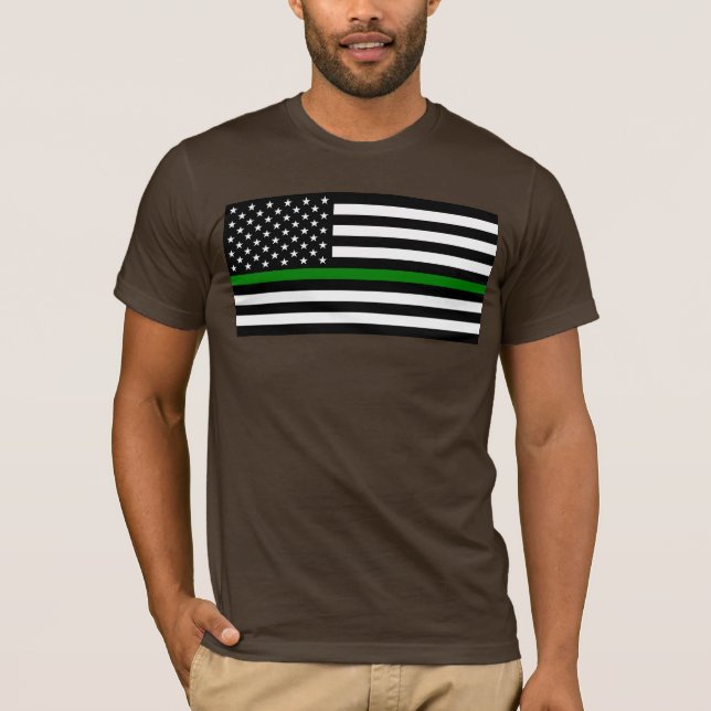 Camiseta Bandeira fina da linha verde: Veteranos militares  (Frente)