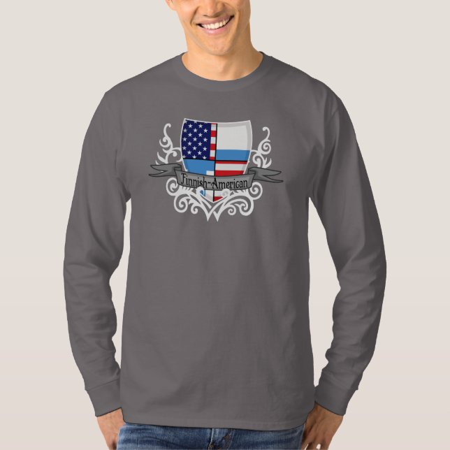 Camiseta Bandeira Finlandês-Americana do protetor (Frente)