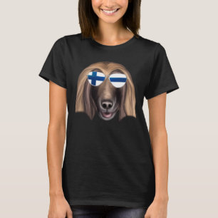 Camiseta Bandeira finlandesa Afegã Cão Cachorro Finlandês