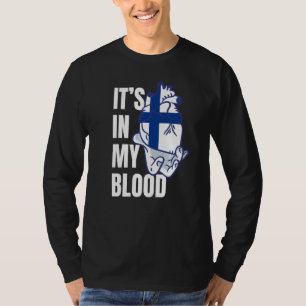 Camiseta Bandeira finlandesa Heart Blood Veins Mão Finlândi