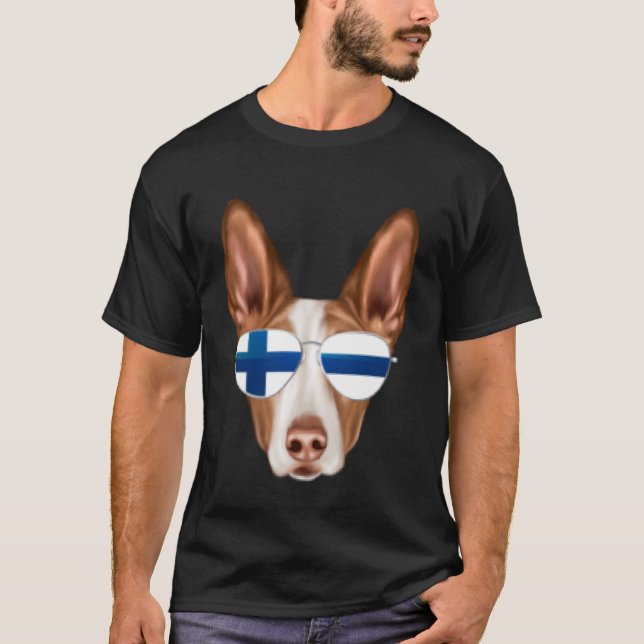 Camiseta Bandeira finlandesa Ibizan Hound Dog Finlândia Poc (Frente)