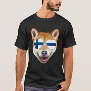 Camiseta Bandeira Finlandesa Shiba Inu Cachorro Finlandês