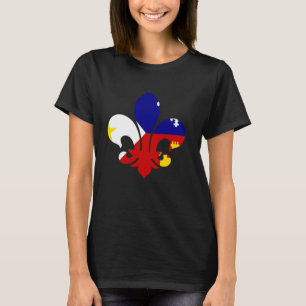Camiseta Bandeira Fleur Acadiana Louisiana País Cajun Cidad