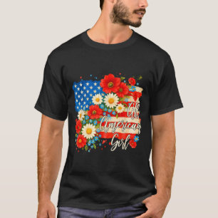 Camiseta Bandeira floral americana 4 de julho dia da indepe