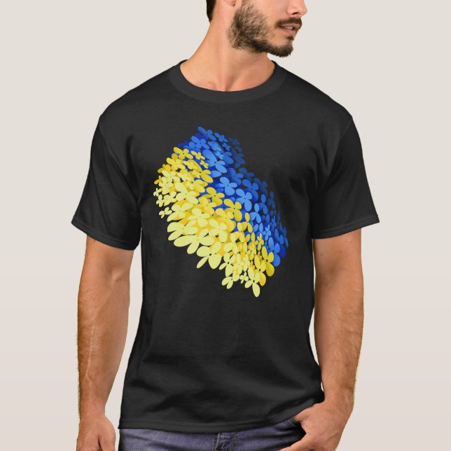 Camiseta Bandeira floral da Ucrânia (Frente)