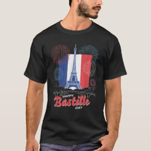 Camiseta Bandeira França Paris 14 de julho Fogos de Artifíc