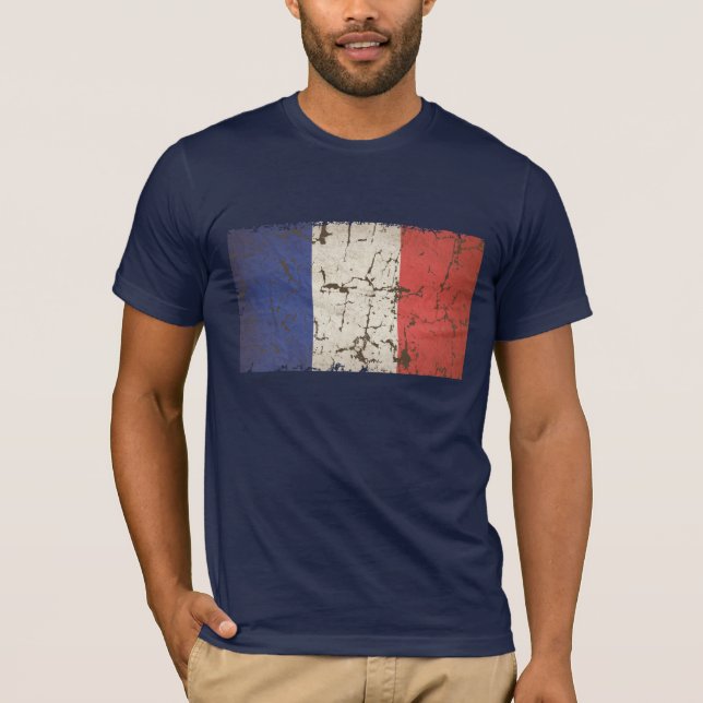 Camiseta Bandeira francesa afligida (Frente)