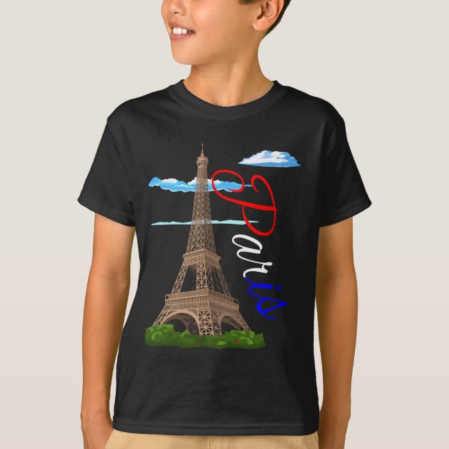Camiseta Bandeira francesa da Torre Eiffel Paris (Frente)