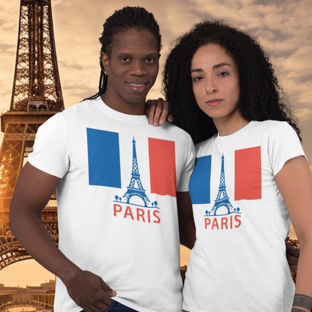Camiseta Bandeira francesa de Paris e Torre Eiffel (Criador carregado)