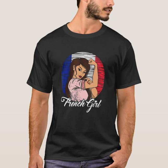 Camiseta Bandeira Francesa Garota Francesa (Frente)