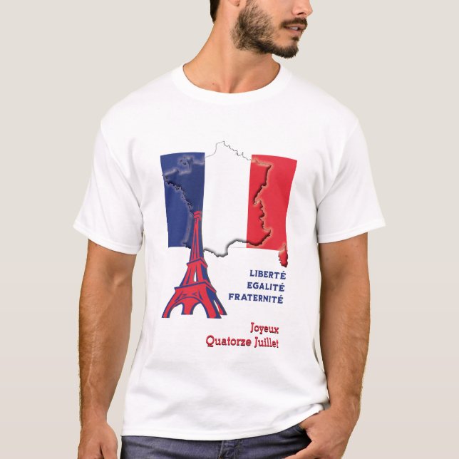 Camiseta Bandeira Francesa Patriótica BASTILLE DAY (Frente)