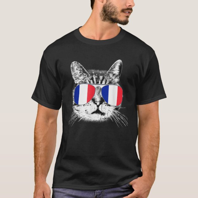 Camiseta Bandeira Francesa Presente Cat Lover Orgulho Homen (Frente)