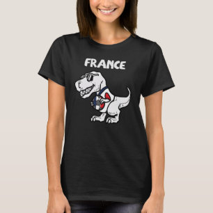 Camiseta Bandeira Francesa Trex Dino Futebol Fã Meninos Cri