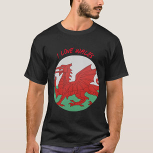 Camiseta Bandeira galesa na rodada. Personalizar texto