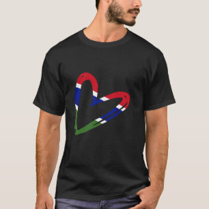Camiseta Bandeira Gambiana Gâmbia Coração Orgulho Gambiano