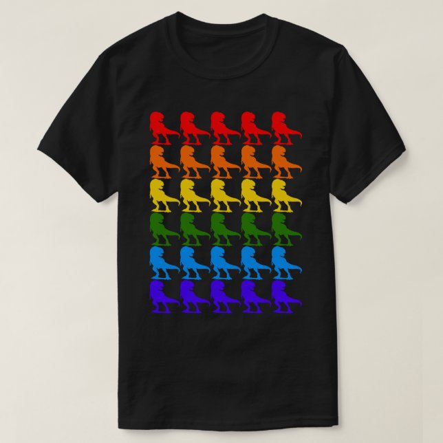 Camiseta Bandeira gay Dinossauros Arco-Íris (LGBT) (Frente do Design)