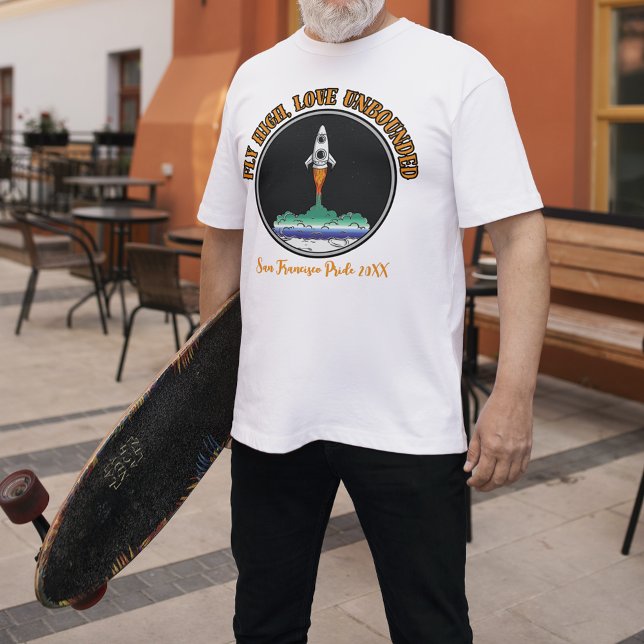 Camiseta Bandeira Gay LGBTQ, Voo Alto, Amor Sem Limites (Criador carregado)