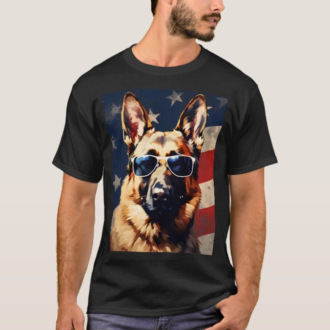 Camiseta bandeira german shepherd-americana (Frente)