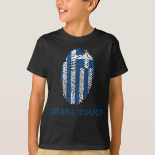 Camiseta Bandeira grega da impressão digital do toque
