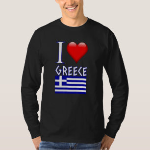 Camiseta Bandeira Grega I Ama Grécia Antigo Escrevendo Patr