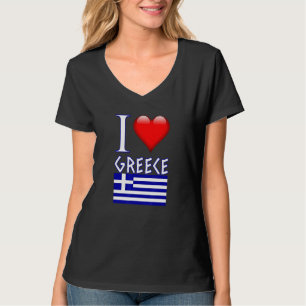 Camiseta Bandeira Grega I Ama Grécia Antigo Escrevendo Patr