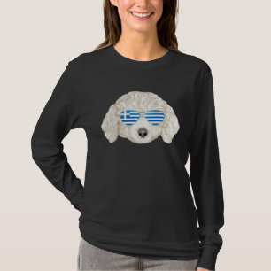 Camiseta Bandeira Grega Poodle Branco Cão Grécia Bolso