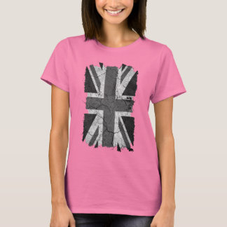 Camiseta Bandeira Grungy Monocromática do Reino Unido (Unio