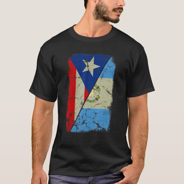 Camiseta Bandeira guatemalteca e porto-riquenha misturada F (Frente)