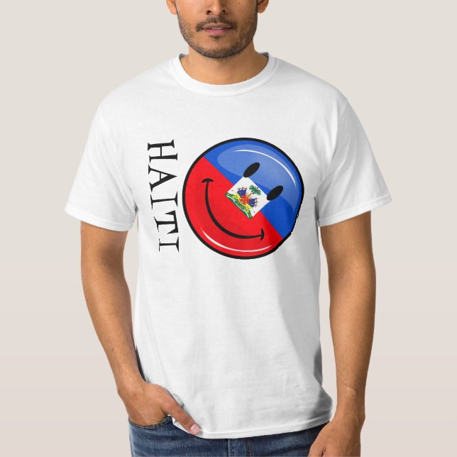 Camiseta Bandeira haitiana de sorriso do círculo lustroso (Frente)