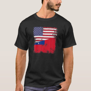 Camiseta Bandeira Half Samoan Vintage Samoa USA Gift