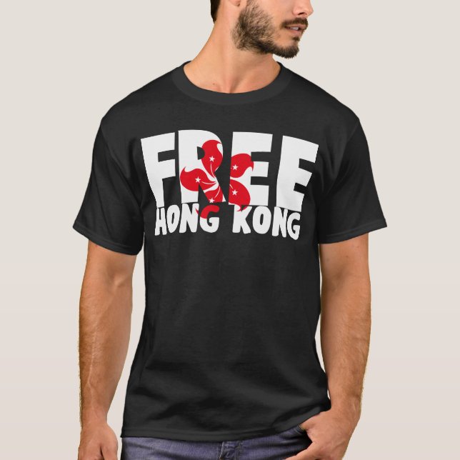 Camiseta bandeira hong kong livre (Frente)