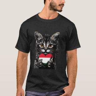 Camiseta Bandeira Húngara Hungria Gato Fofo Coração Orgulho