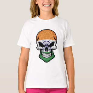 Camiseta Bandeira Índia Caveira Sorridente 