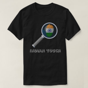 Camiseta Bandeira indiana da impressão digital do toque