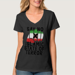 Camiseta Bandeira iraniana DIGA NÃO À REPÚBLICA ISLÂMICA Pr
