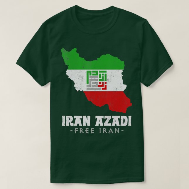 Camiseta Bandeira Iraniana, Mapa Iraniano AZADI Livre Irã,  (Frente do Design)