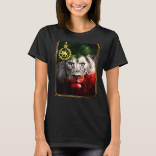Camiseta Bandeira iraniana na cabeça de leão com um ouro de