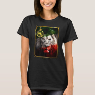 Camiseta Bandeira iraniana na cabeça de leão com um ouro de