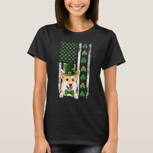 Camiseta Bandeira Irlandesa Americana Irlanda Corgi Vintage