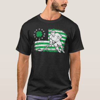 Camiseta Bandeira Irlandesa Americana Lucky Hockey Dia de S