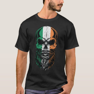 Camiseta Bandeira irlandesa com bordo Cabeça de Caveira Dia