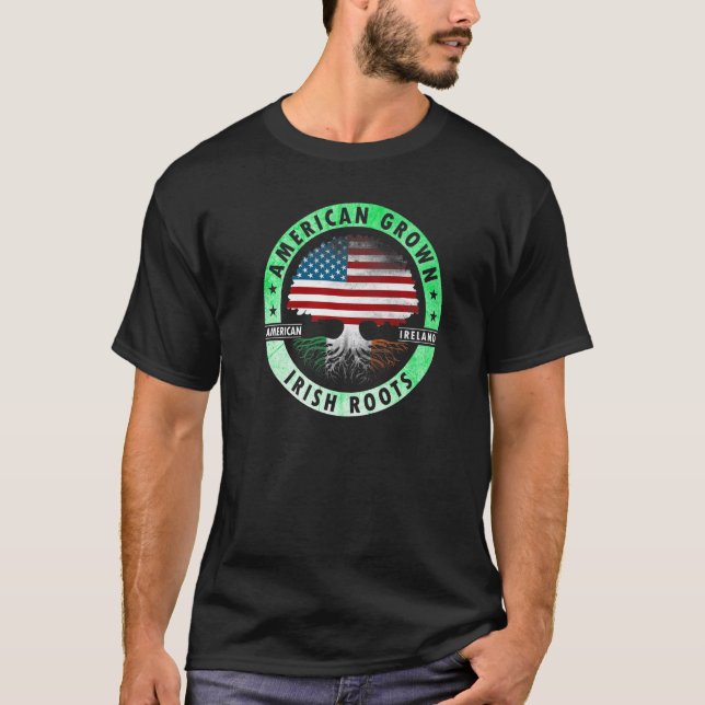 Camiseta Bandeira irlandesa cultivada pelos americanos - Ir (Frente)