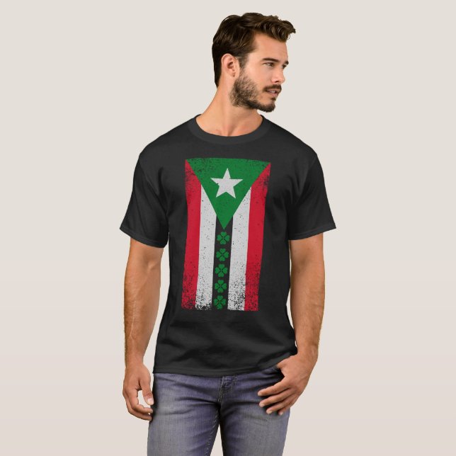 Camiseta Bandeira irlandesa do trevo de Puerto Rico do Dia (Frente Completa)